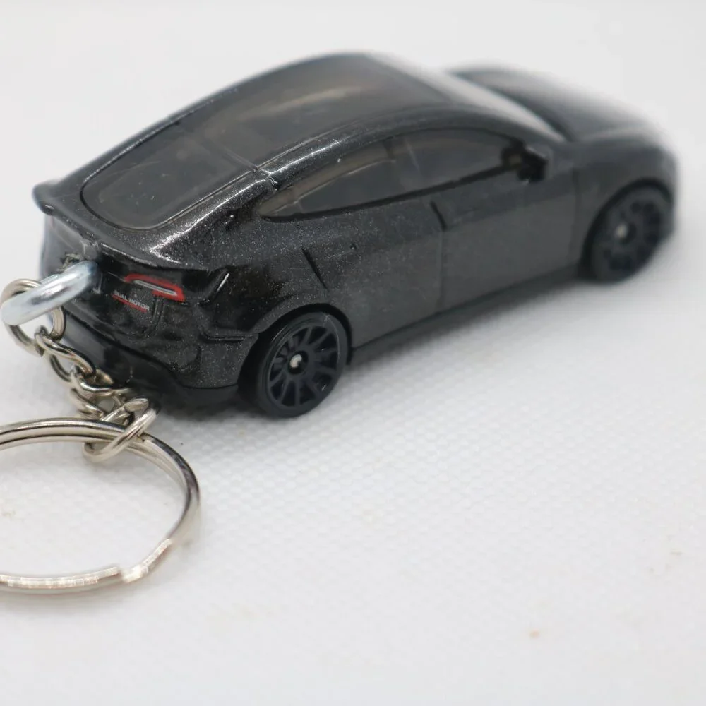 Hot Wheels black Tesla Y model Green Speed custom keychain